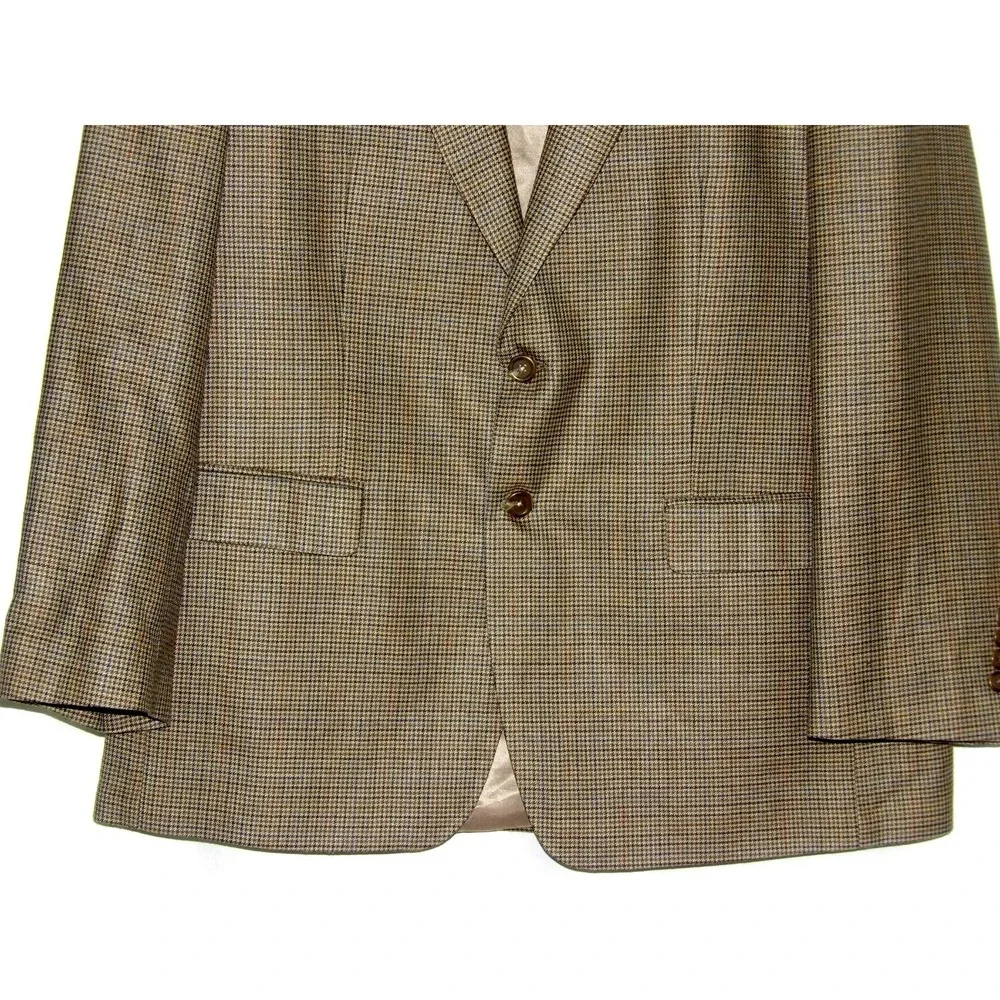LAUREN Ralph Lauren 2‎ Button Wool/Silk Houndstooth Plaid Blazer Men's 44R